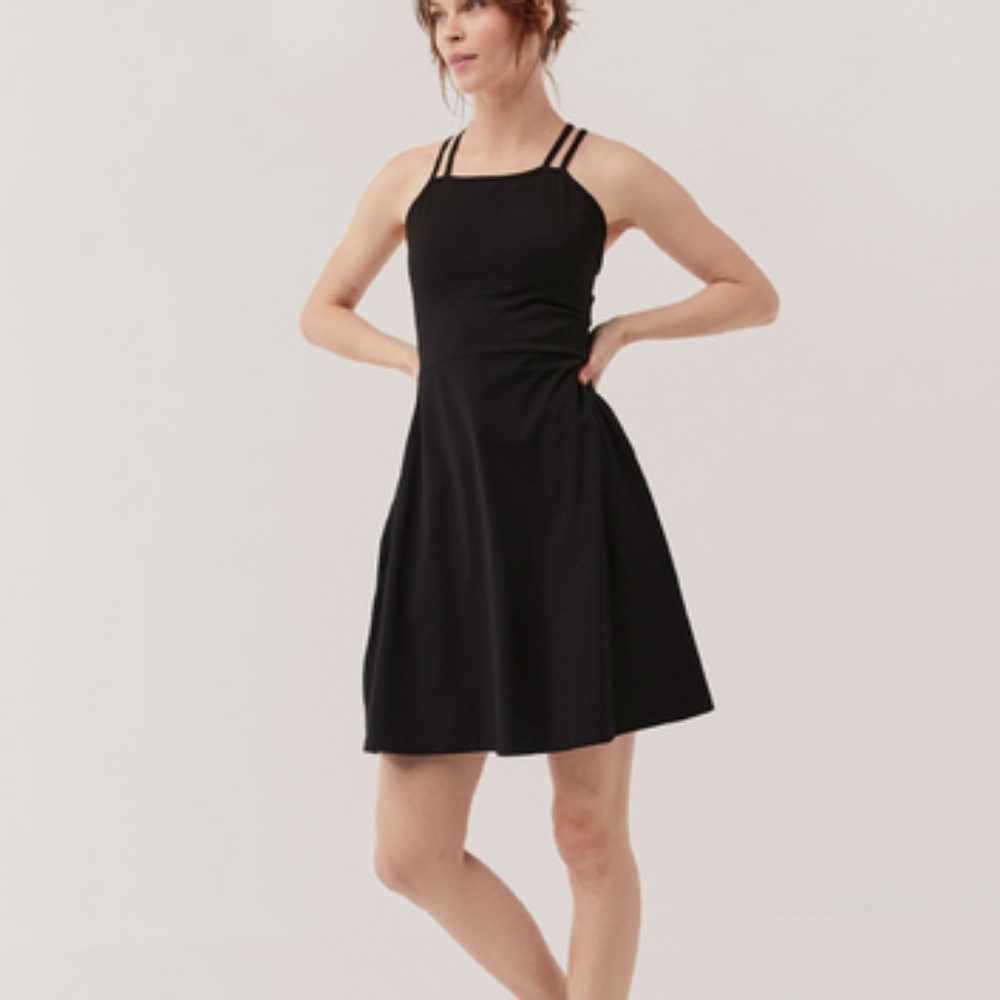 Pact Black Strappy A-Line Dress